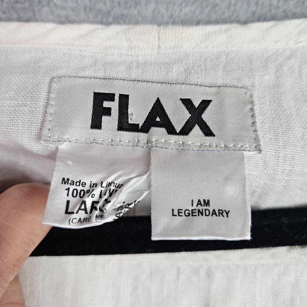 FLAX Women's Size XL White 100% Linen Short Sleeve Boxy Relaxed Top - Picture 3 of 6